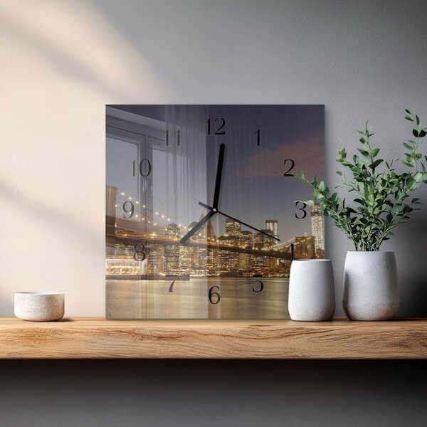Skleněné hodiny na stěnu Noční světlo zskc-30x30-00177052