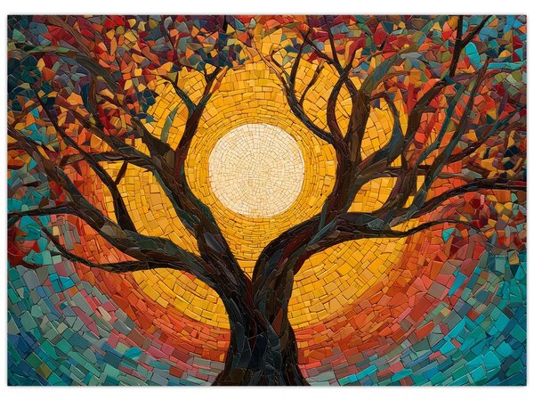 Obraz - Slunce v koruně stromu života (70x50 cm)