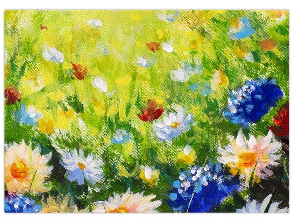 Obraz rozkvetlé louky, olejomalba (70x50 cm)