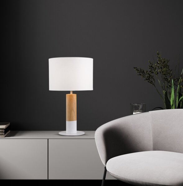 Stolní lampa CARROL 1xE27/40W/230V bílá/hnědá