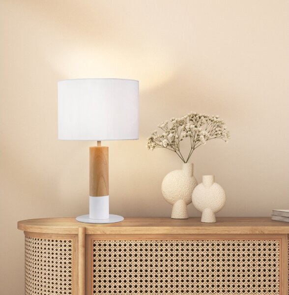Stolní lampa CARROL 1xE27/40W/230V bílá/hnědá
