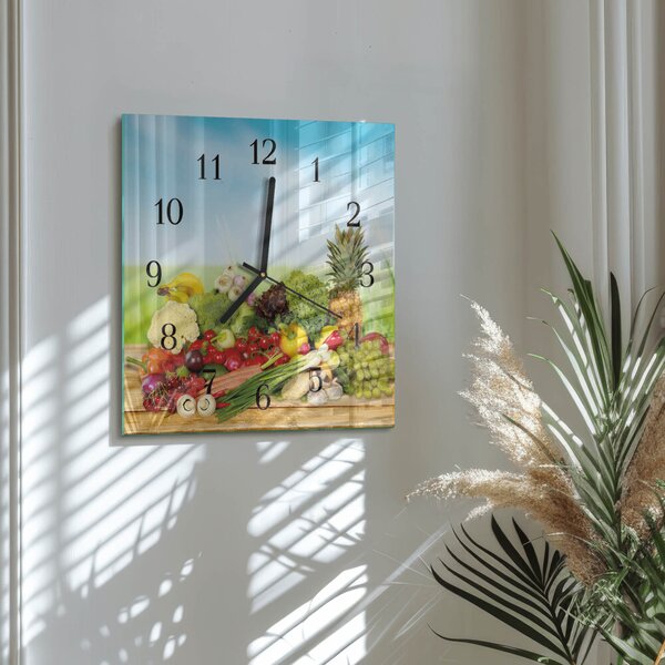 Skleněné hodiny na stěnu Zelenina Ovoce zskc-30x30-00181191