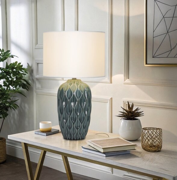 Stolní lampa PINEAPLE 1xE27/40W/230V bílá/zelená