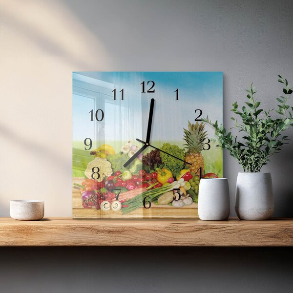 Skleněné hodiny na stěnu Zelenina Ovoce zskc-30x30-00181191