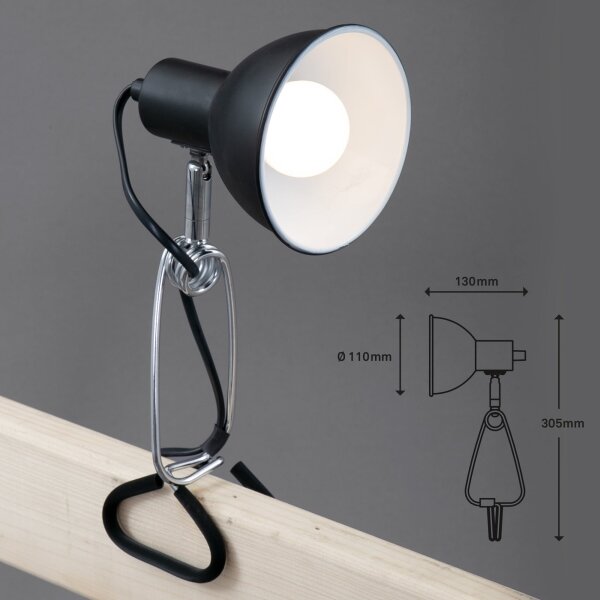 Briloner 2790-015 - Lampa s klipem FIX 1xE14/8W/230V černá/lesklý chrom