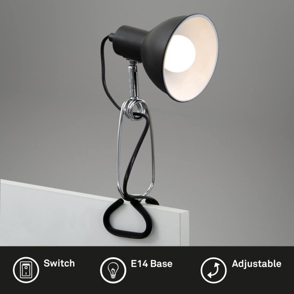 Briloner 2790-015 - Lampa s klipem FIX 1xE14/8W/230V černá/lesklý chrom