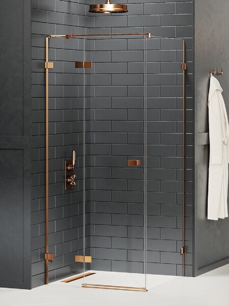 New Trendy Avexa Copper Brushed sprchový kout 110x80 cm obdélníkový měděná kartáčovaný/průhledné sklo EXK-3549