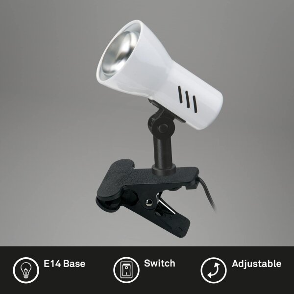 Briloner 2794/016P - Lampa s klipem 1xE14/40W/230V černá/bílá