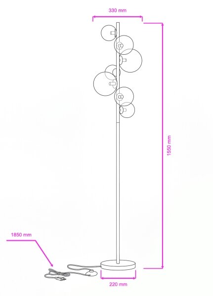 Brilagi - LED Stojací lampa MILLA 7xG9/3W/230V černý chrom/bílá