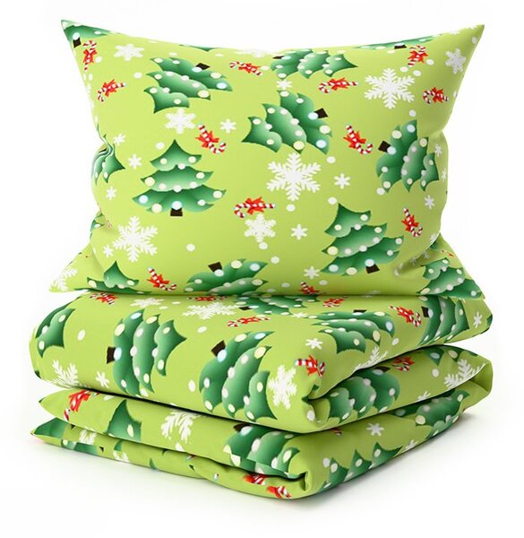 Flanelové povlečení z mikrovlákna CHRISTMAS TREE zelené Rozměr povlečení: 70 x 90 cm | 140 x 220 cm