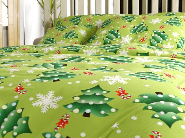 Flanelové povlečení z mikrovlákna CHRISTMAS TREE zelené Rozměr povlečení: 70 x 90 cm | 140 x 220 cm