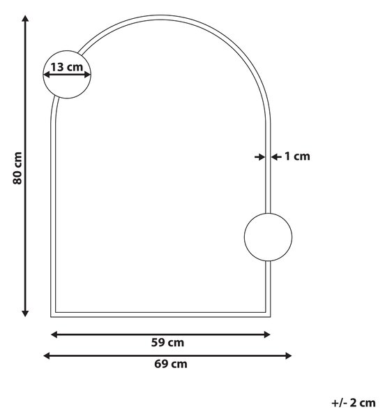 Zrcadlo AULON 69 cm 80 cm Kov Černá