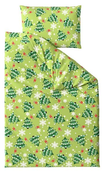 Flanelové povlečení z mikrovlákna CHRISTMAS TREE zelené Rozměr povlečení: 70 x 90 cm | 140 x 220 cm