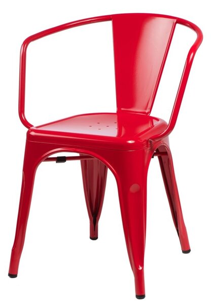 Židle PARIS ARMS červená inspirované TOLIX, Sedák bez čalounění, Nohy: kov, , barva: červená, s područkami kov
