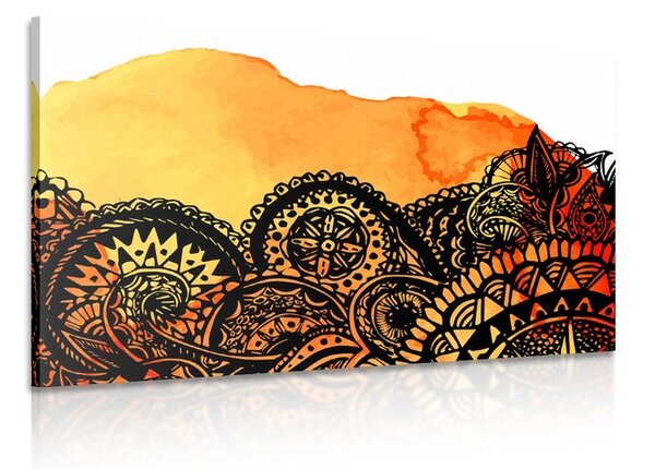 Obraz Mandala oranžový akvarel