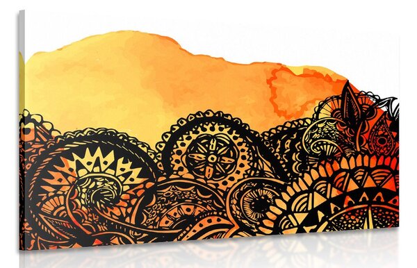 Obraz Mandala oranžový akvarel