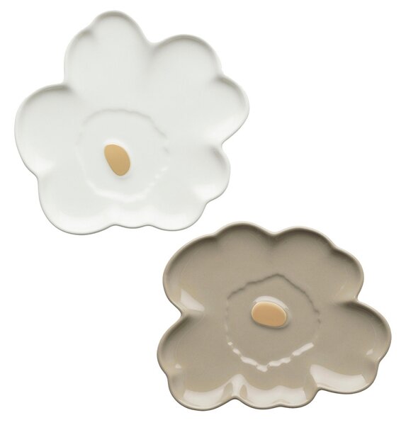 Set talířů Unikko 13,5cm, 2ks, 60. výročí / béžovo-bílo-zlatý