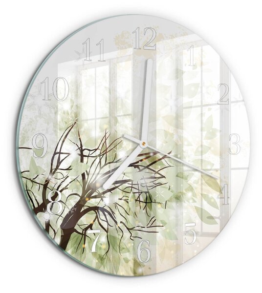 Skleněné hodiny na stěnu Strom zsob-fi30-00086395