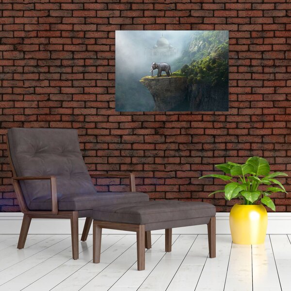 Obraz - Slůně na vrcholku Taj Mahal (70x50 cm)