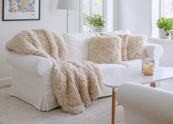 Skinnwille Home Collection Pléd Wooly Beige, béžová umělá kožešina, 120x180 cm