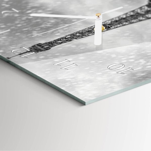 Skleněné hodiny vertikální Eiffelova věž zsppb-30x60-00060266