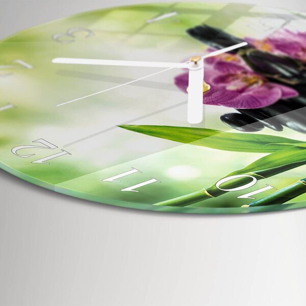 Skleněné hodiny na stěnu Lázeňská orchidej zsob-fi30-00058436