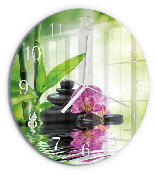 Skleněné hodiny na stěnu Lázeňská orchidej zsob-fi30-00058436