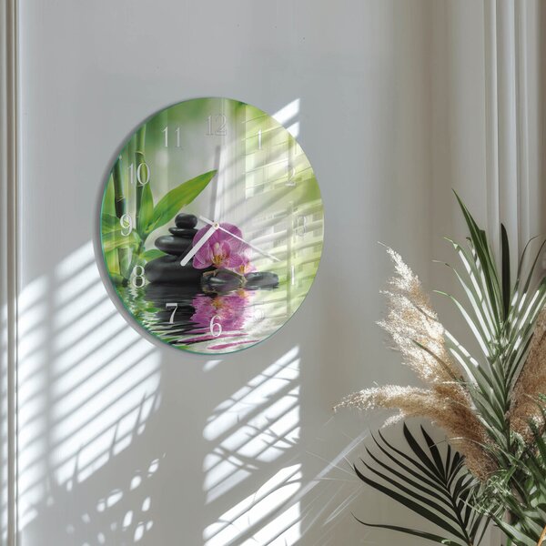 Skleněné hodiny na stěnu Lázeňská orchidej zsob-fi30-00058436