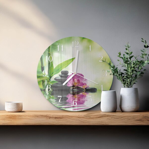 Skleněné hodiny na stěnu Lázeňská orchidej zsob-fi30-00058436