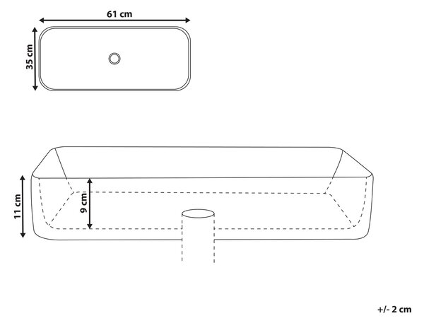 Umyvadlo na desku ARTAJ 61 x 35 cm Keramika Šedý betonový efekt