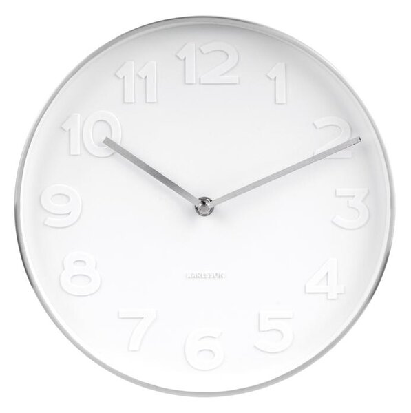 Nástěnné hodiny Mr.White 28 cm Karlsson * (Barva - bílá, stříbrná lesk)