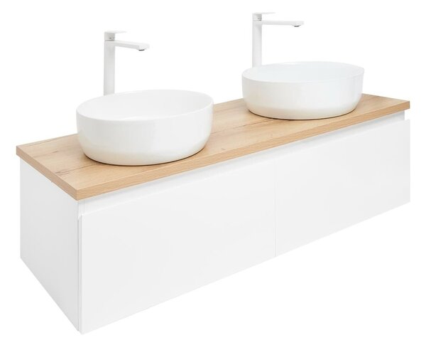 Koupelnová skříňka s krycí deskou SAT B-WAY 119x30x45 cm bílá lesk BWAY120WDOAKU2B