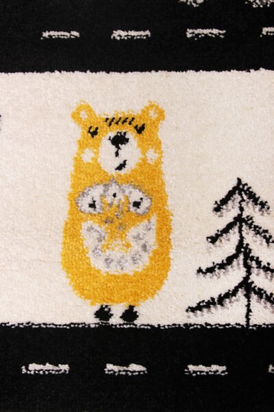 Dětský koberec Kiddy H046A světle šedý / žlutý