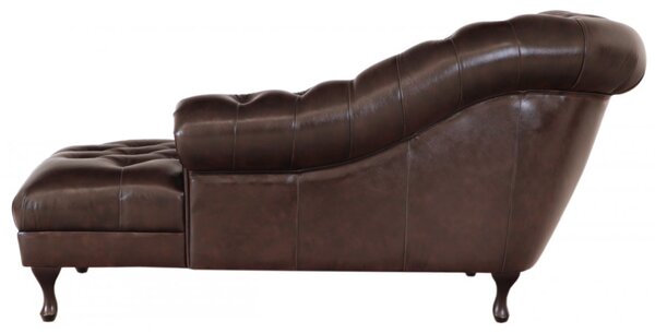 Lenoška Chesterfield Delano z pravé hovězí kůže Brown