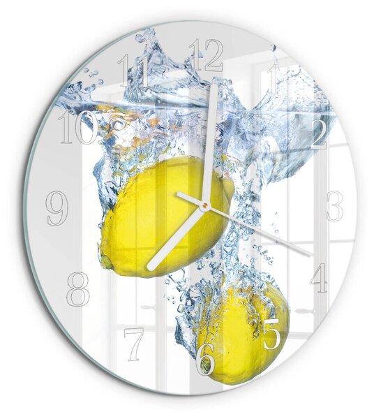 Skleněné hodiny na stěnu Citrony ve vodě zsob-fi30-00260366