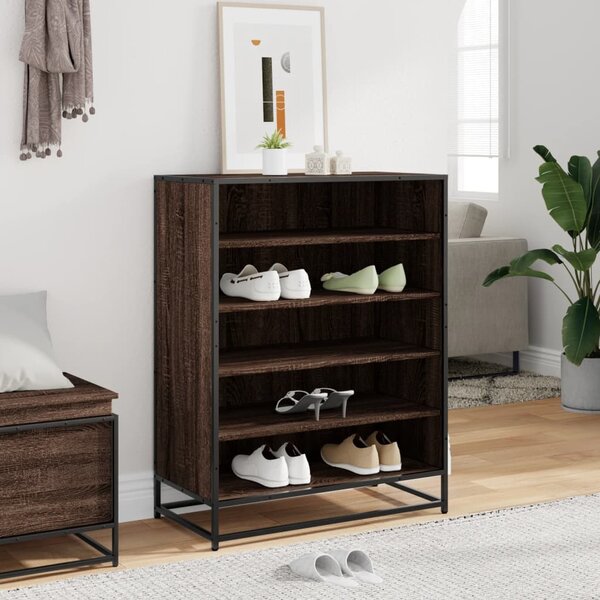 Botník hnědý dub 75 x 38 x 97,5 cm kompozitní dřevo a kov