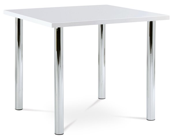 Jídelní stůl 90x90 cm, chrom / vysoký lesk bílý - AT-1913B WT