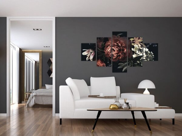 Obraz - Temné květy (125x70 cm)