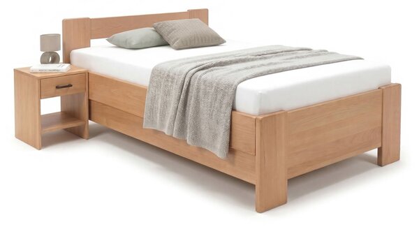 Zvýšená úložná postel s roštem MIVA, 90x200, masiv buk