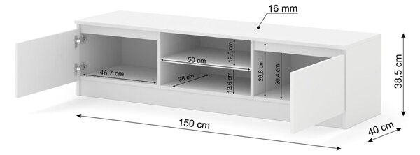 BIM Televizní stolek Maja 150, bílý mat