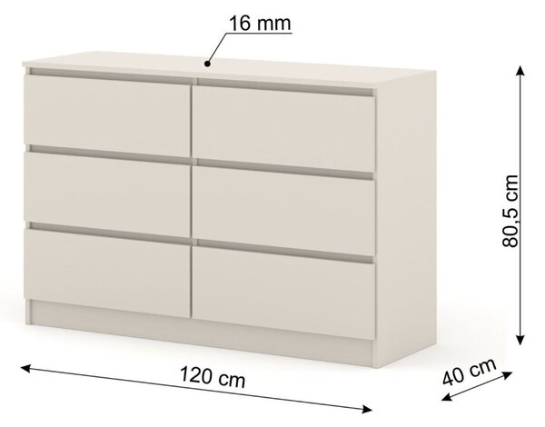BIM Komoda Maja 120, S6 krémová