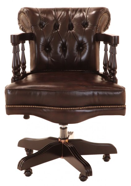 Kancelářská židle Chesterfield Admiral z pravé hovězí kůže Brown