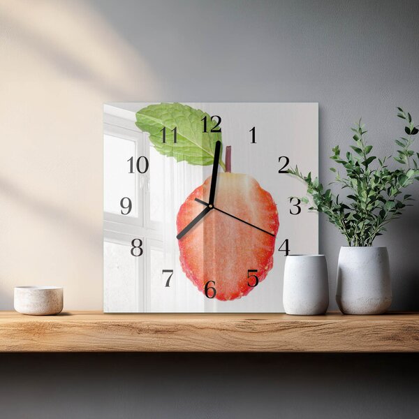 Skleněné hodiny na stěnu Jahoda zskc-30x30-00178645