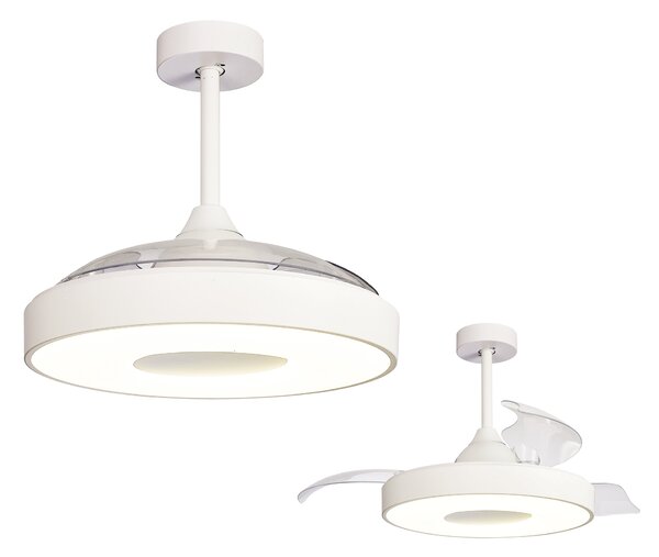 Mantra 8216 Coin, rozvinovací ventilátor se svítidlem a dálk. ovladačem, LED 60W 2700-5000K, bílá, průměr 50/106cm