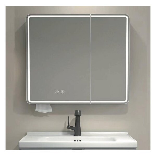 BRILAGI - LED Zrcadlová koupelnová skříňka s podsvícením NOTO DOUBLE 60x70 cm
