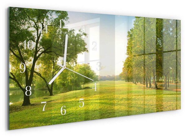Skleněné hodiny horizontální Zeleň přírody zsppb-60x30-00295276