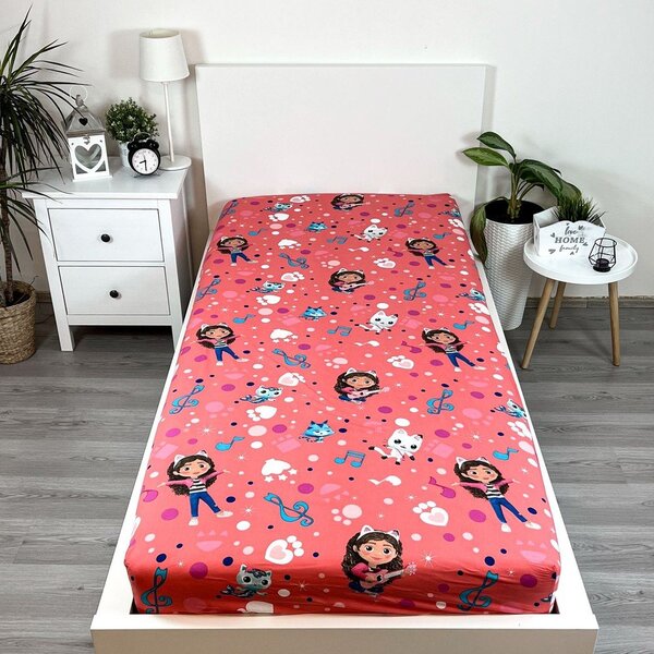 Napínací bavlněné dětské prostěradlo na jednolůžko 90x200 cm Gabby's Dollhouse – Jerry Fabrics
