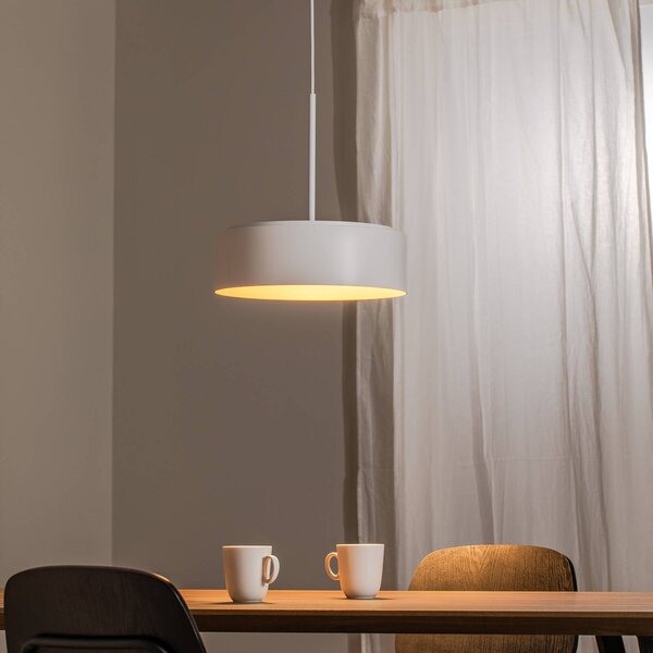 BEGA Závěsné svítidlo LED Studio Line, Ø 36 cm, bílo-zlaté, DALI, stmívatelný, Bílá / opál, Obývací pokoj / jídelna, Hliník