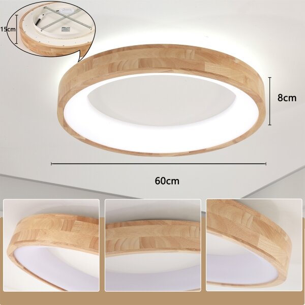 Brilagi-LED Strop. svítidlo FALCON WOOD LED/40W/230V 3000/4000/6000K 60 cm dřevo