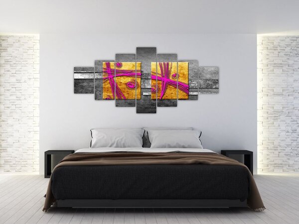 Obraz barevných čtverců na černém pozadí (210x100 cm)
